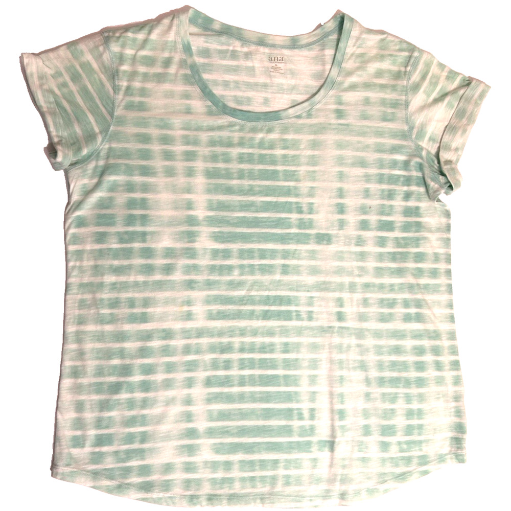 Ana Women’s T Top Watercolor Mint White Stripe Size XL